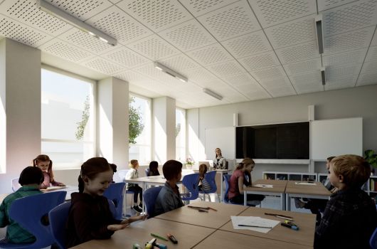 Vizualizace učebny pro skupinovou práci